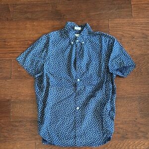 Men's Blue Patterned Short Sleeve Shirt JCrew